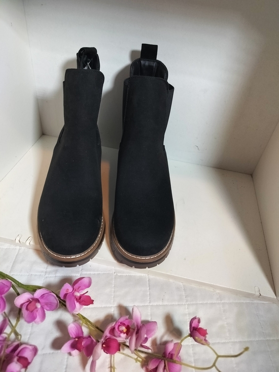 Kensie Shoes - Kensie Black Suede Chelsea Lug Booties